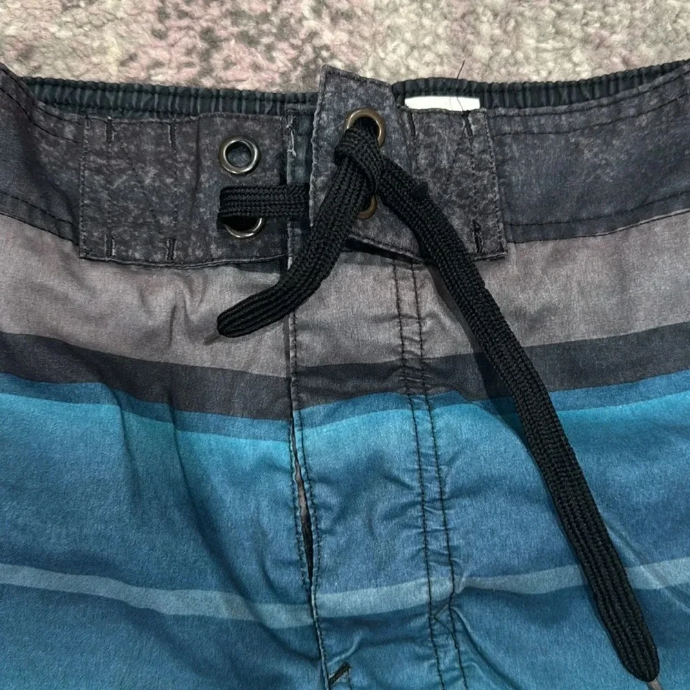 Light Blue Men's Stripe Swim Trunks Board Shorts Sz M